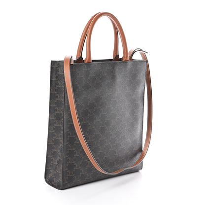 Celine Triomphe Canvas Calfskin Small Vertical Cabas Tan 2 of 8