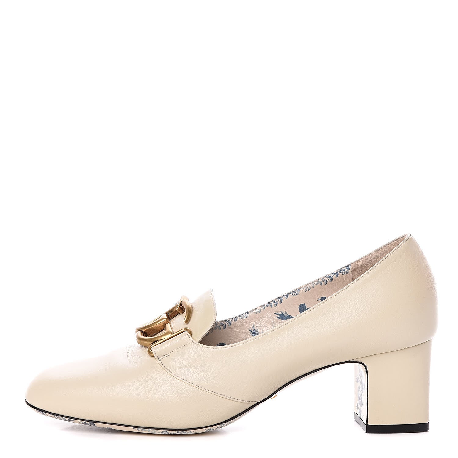 Gucci Malaga Kid GG Victoire 55mm Loafer Pumps 41 Vintage White 1 of 17