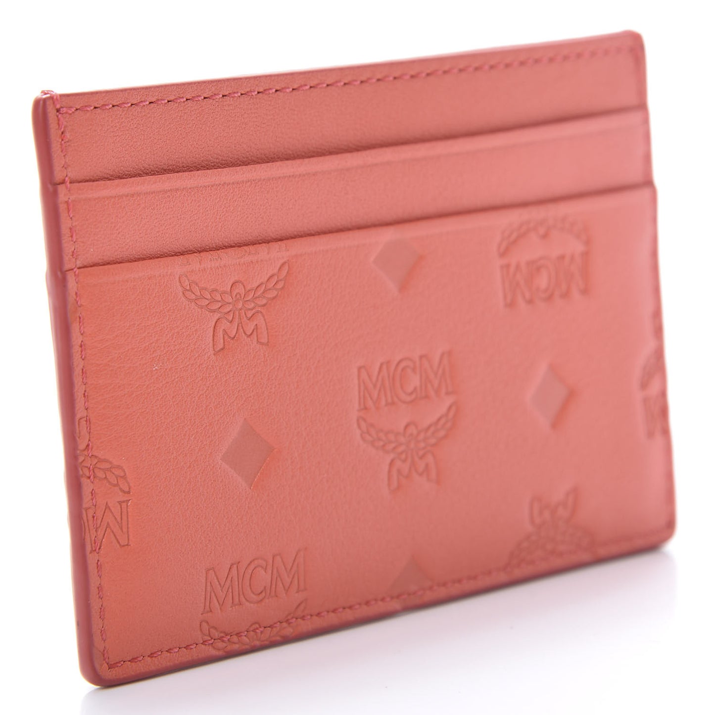 Calfskin Calfskin Ottomar Monogram Card Case Hot Coral