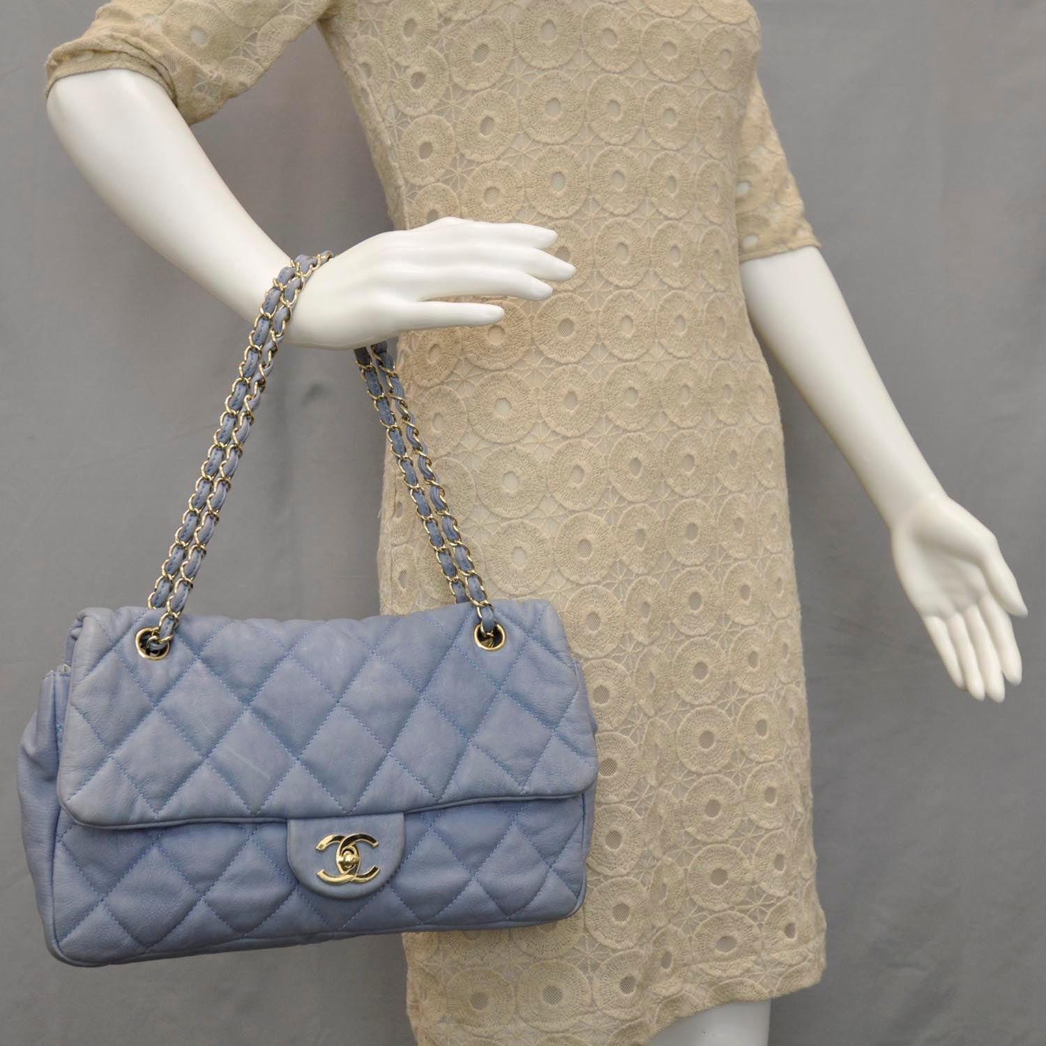 Chanel Distressed Lambskin Flap Blue 2 of 12