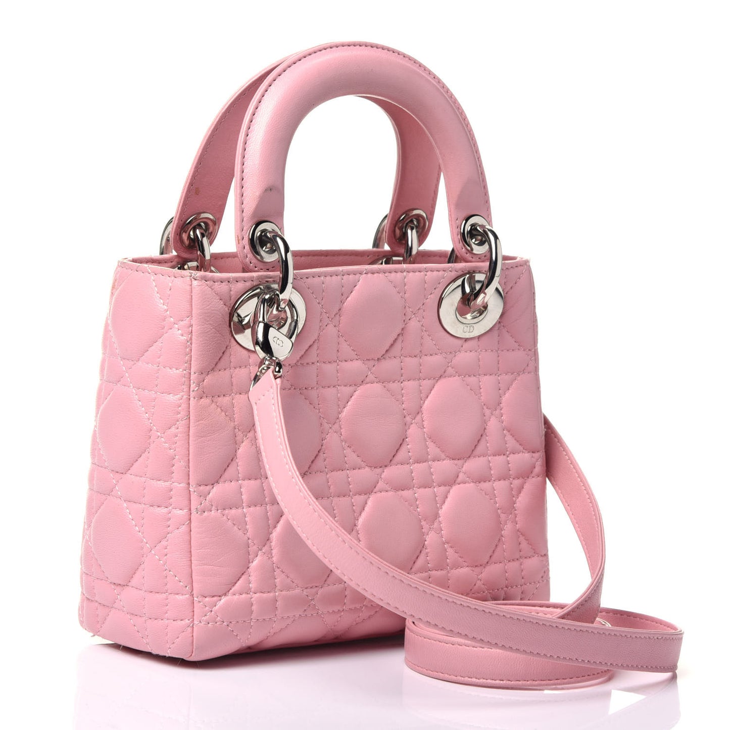 Lambskin Cannage Mini Lady Dior Rose Clair