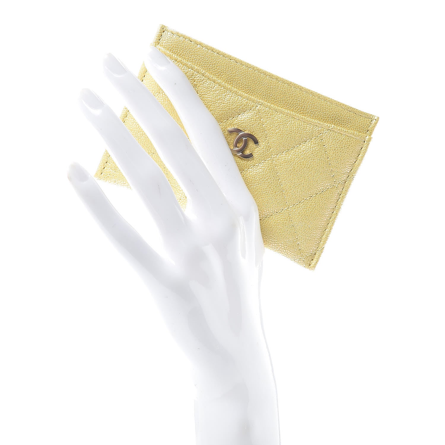 Chanel Iridescent Caviar Quilted Card Holder Yellow 2 of 9