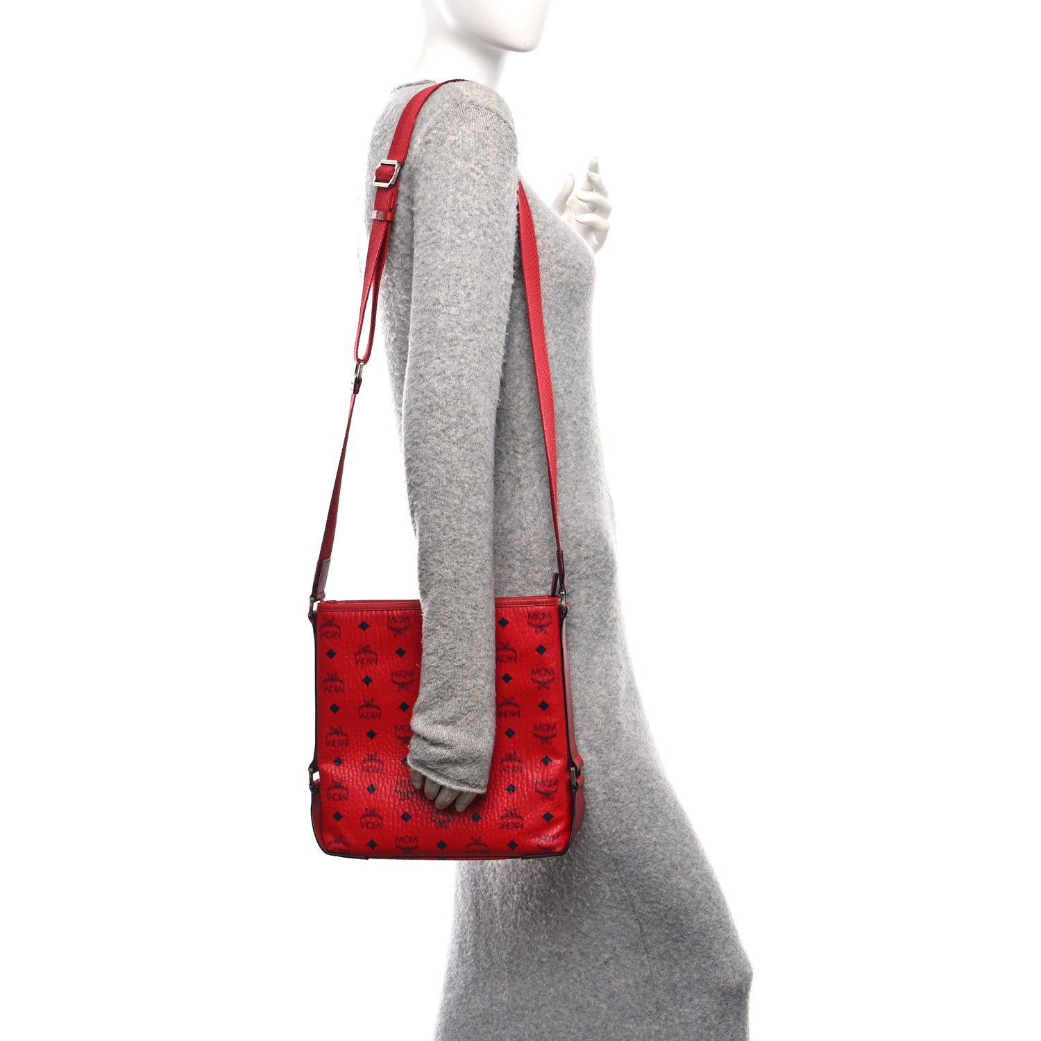 MCM Visetos Crossbody Messenger Red 2 of 11