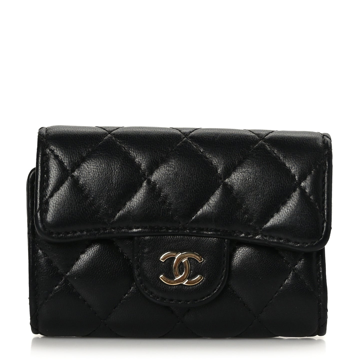 Lambskin Quilted Classic 4 Key Holder Wallet Black