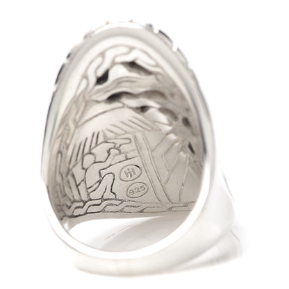 John Hardy Sterling Silver Classic Chain Hammered Oval Saddle Ring 56 7.5 5 of 5