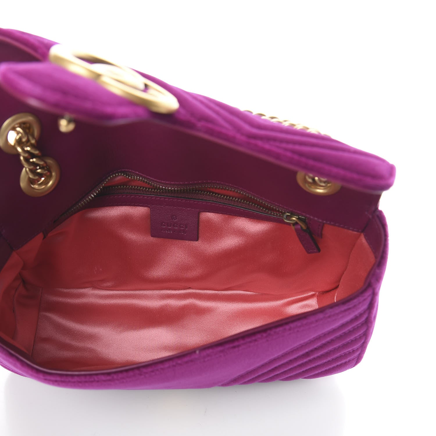 Gucci Velvet Matelasse Small GG Marmont Shoulder Bag Fuchsia Violet Cyclamen 4 of 8