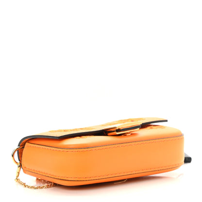 Fendi Shiny Nappa Vitello King Floral Ajour Embroidered Nano Baguette Charm Clementine 4 of 7
