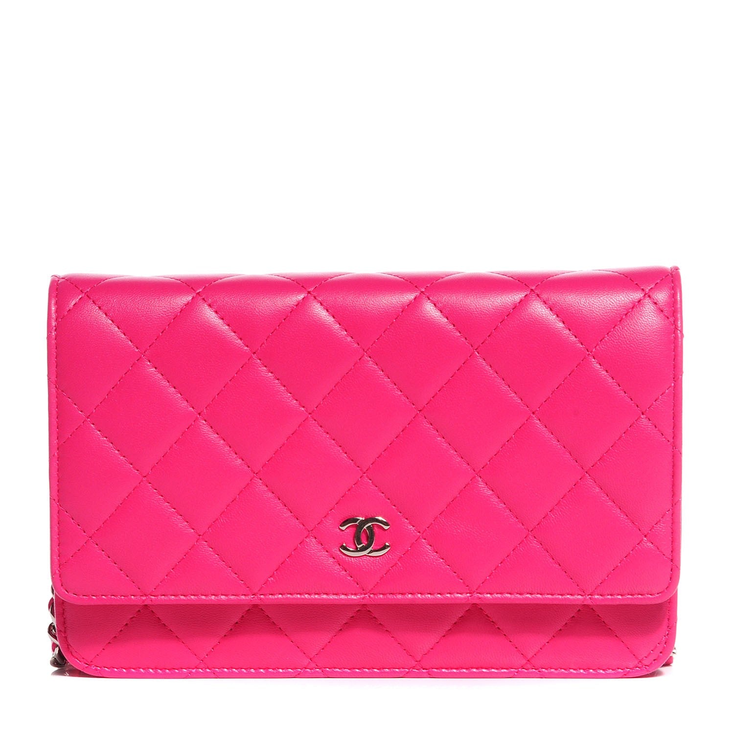 Chanel Lambskin Quilted Wallet On Chain WOC Fuchsia 1 of 9