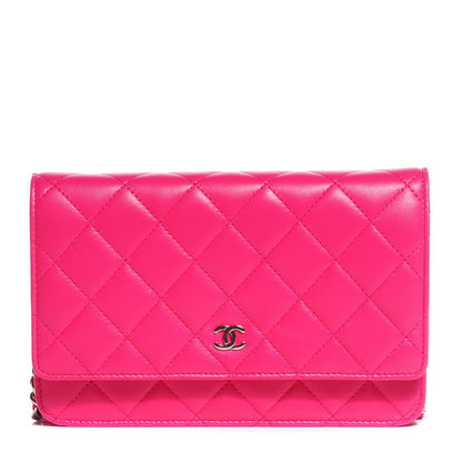 Chanel Lambskin Quilted Wallet On Chain WOC Fuchsia 1 of 9