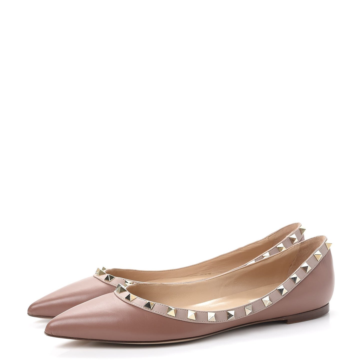 Nappa Rockstud Ballerina Flats 40 Poudre