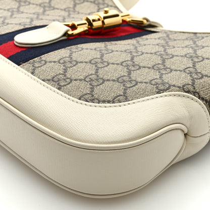 Gucci GG Supreme Monogram Azalea Calfskin Web Small Jackie 1961 Hobo Beige Ebony Mystic White 9 of 9