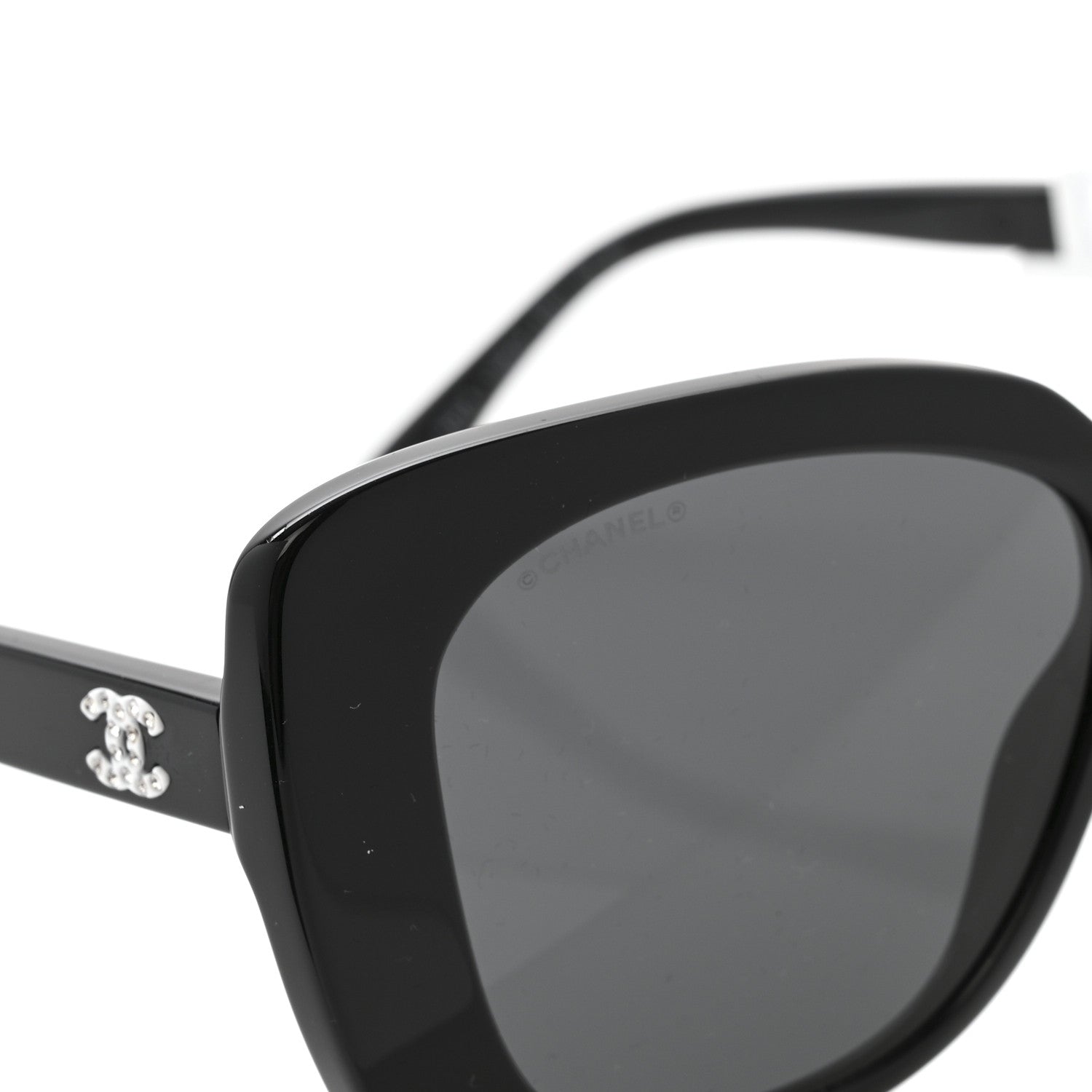 Chanel Acetate Strass Square Sunglasses 5422-B Black White 1854786