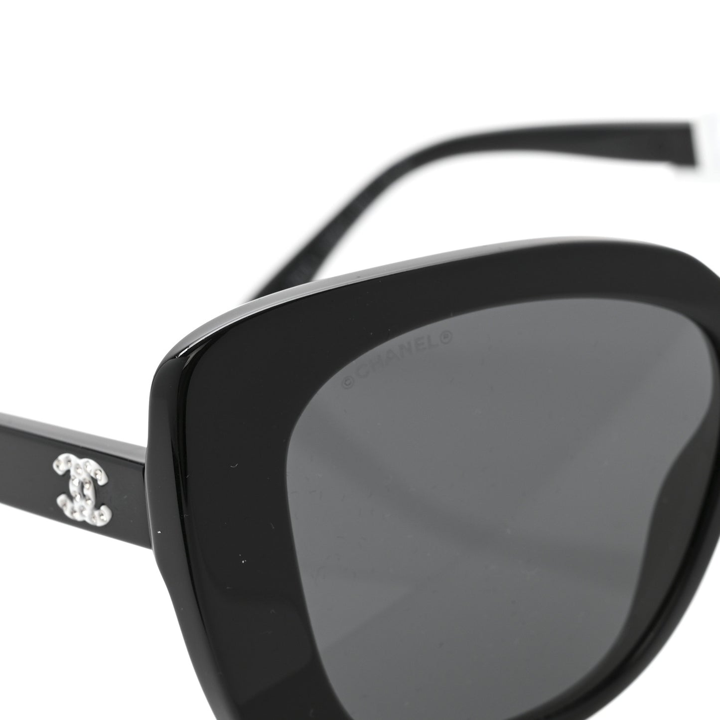 Acetate Strass Square Sunglasses 5422-B Black White