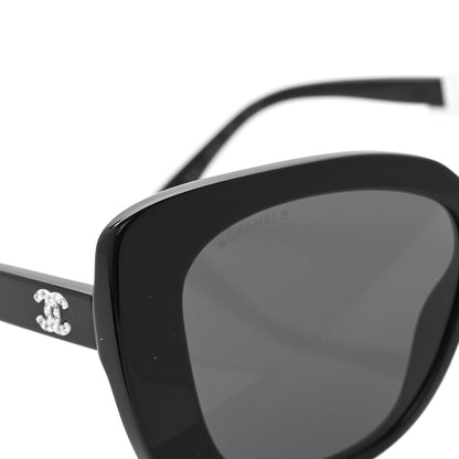 Chanel Acetate Strass Square Sunglasses 5422-B Black White 7 of 8