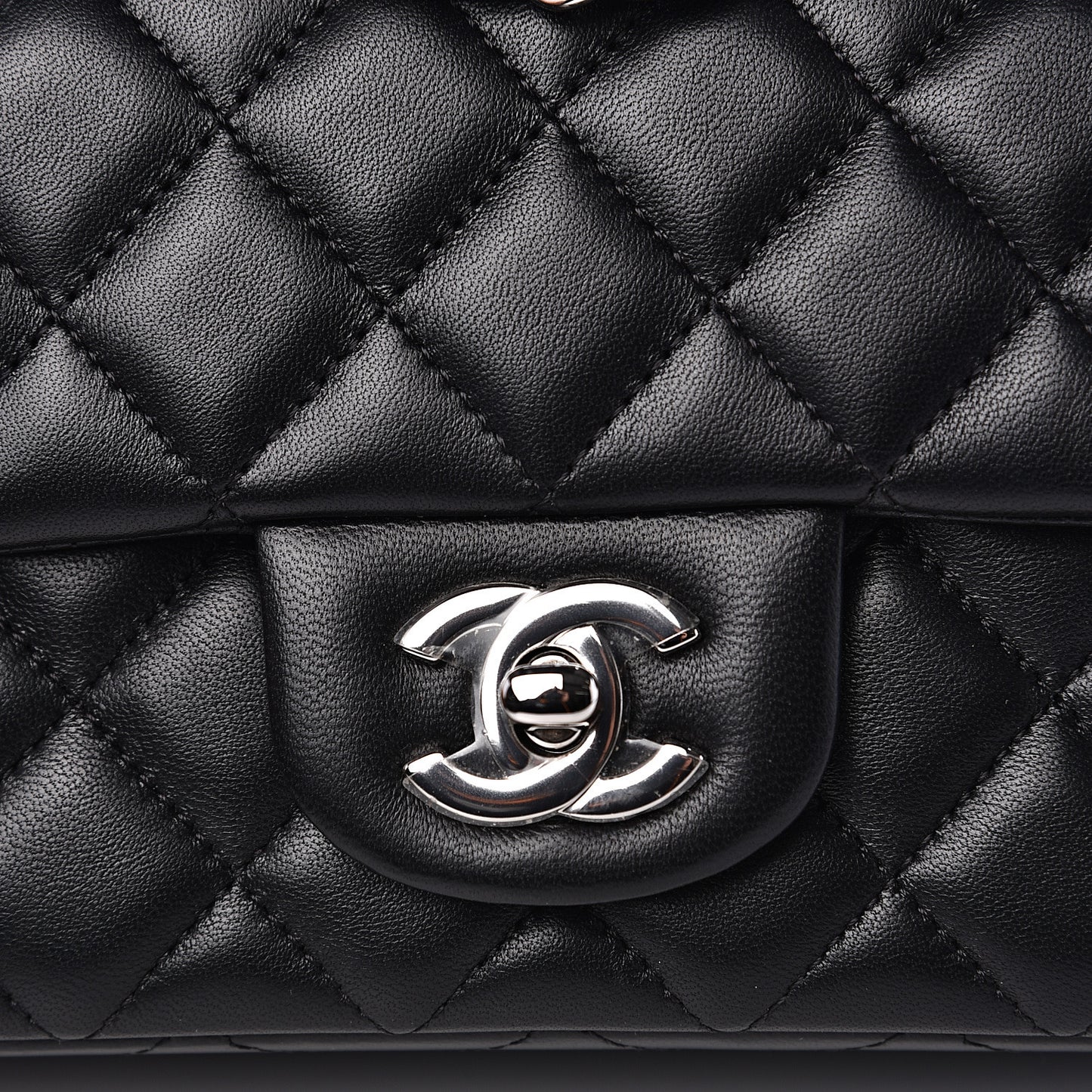 Lambskin Quilted Mini Rectangular Flap Black
