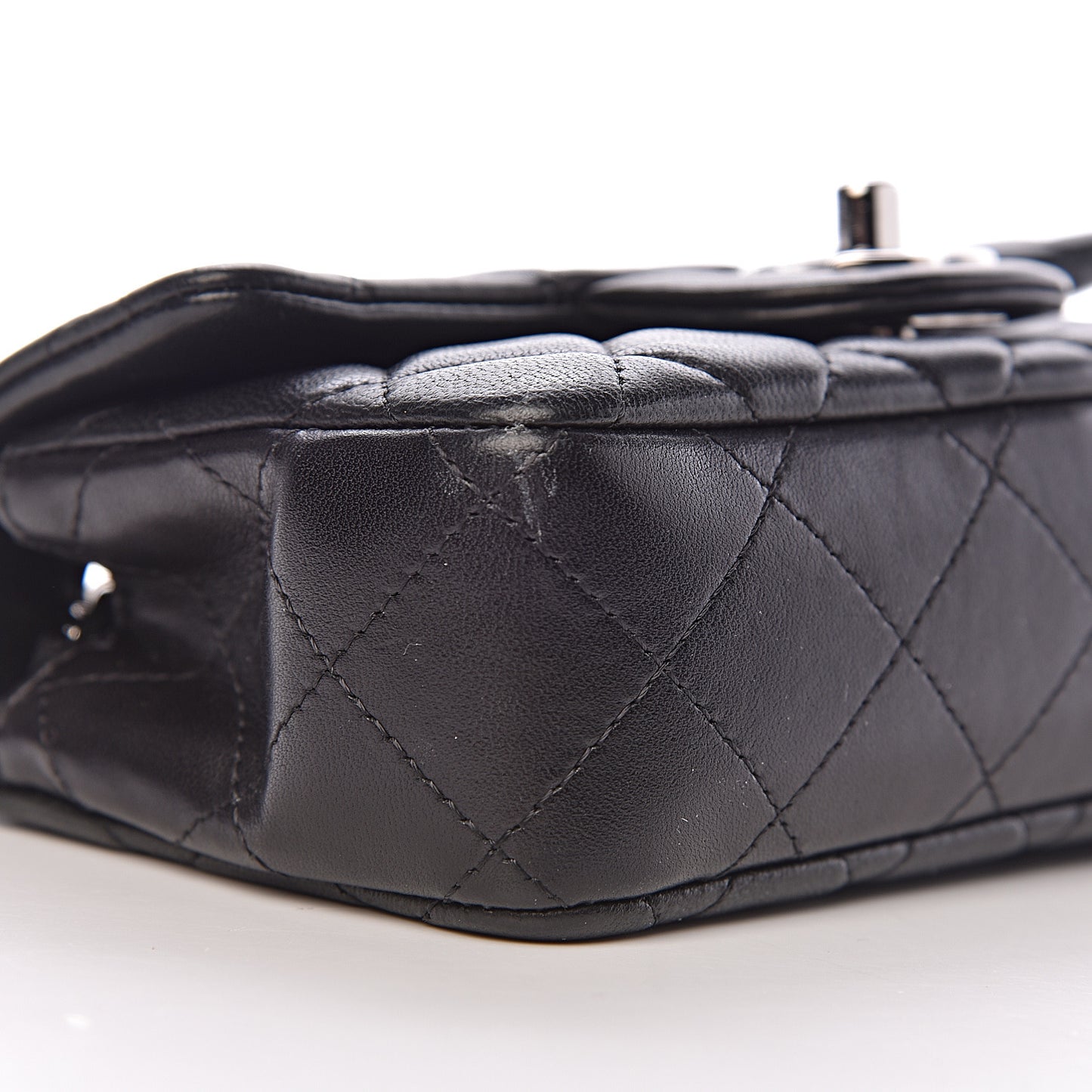 Lambskin Quilted Extra Mini Rectangular Flap Black