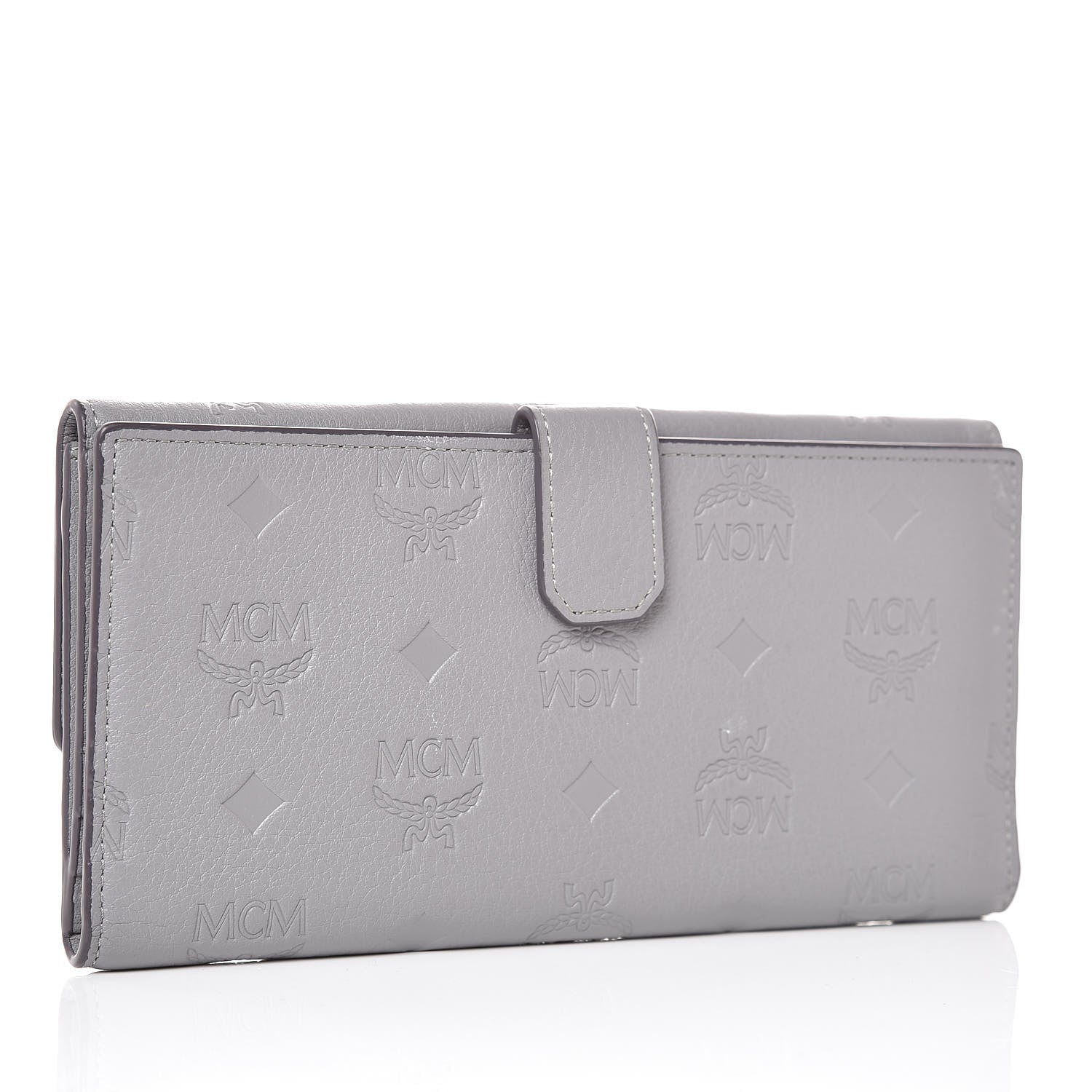 MCM Calfskin Signature Monogram Klara Flap Wallet Grey 3 of 7