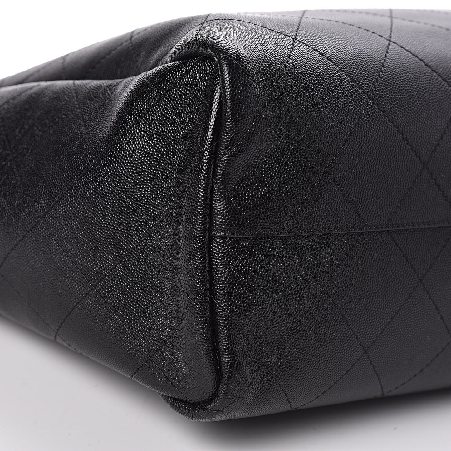 Caviar Stitched Large Shopping Tote Black