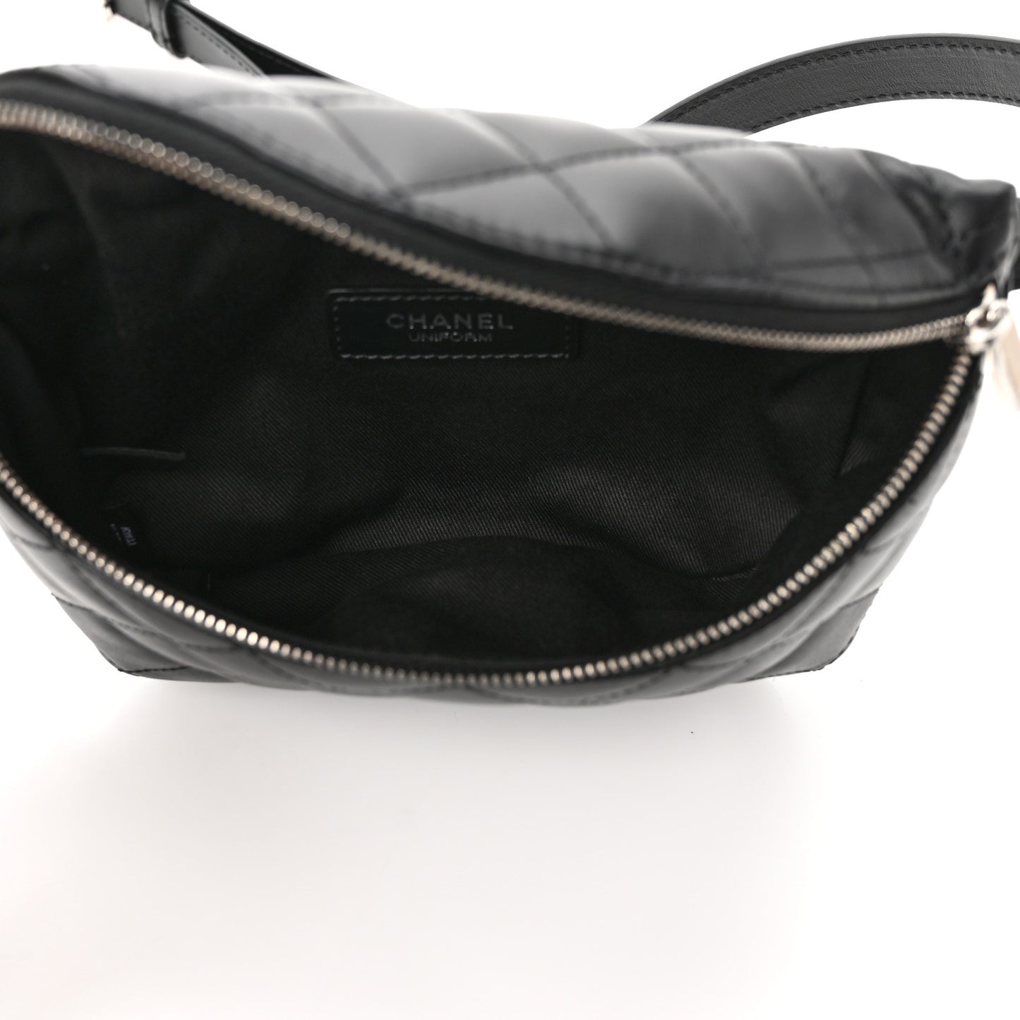 Calfskin Quilted Waist Belt Bag Black
