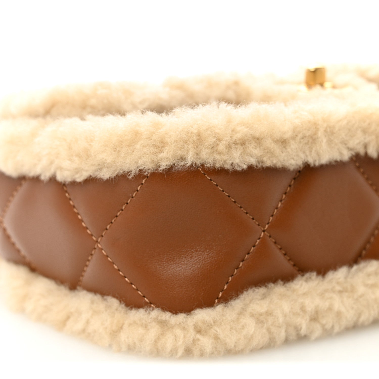 Chanel Shearling Lambskin Quilted Mini Furry Coco Flap Beige Brown