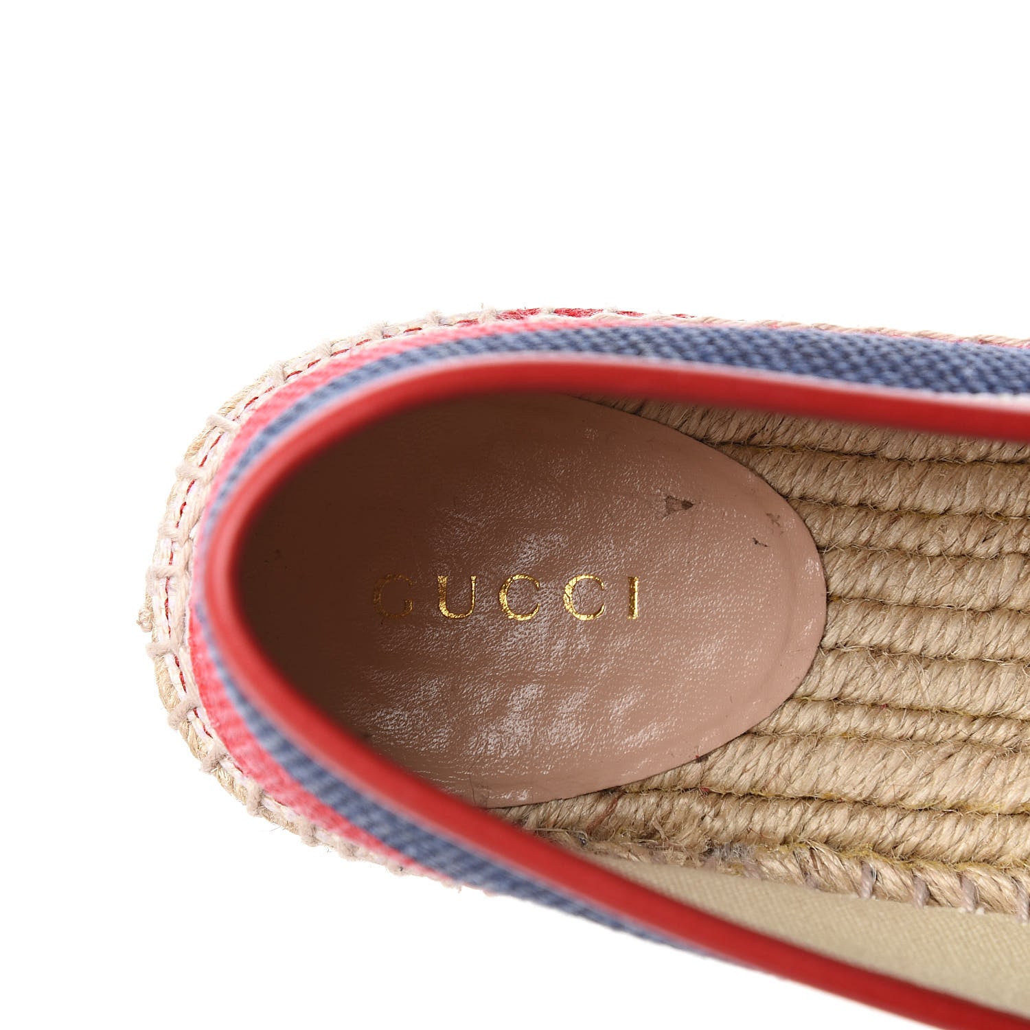 Gucci Canvas Sylvie Stripe Logo Platform Espadrilles 39.5 Mystic White Hibiscus Red Maritime 8 of 10