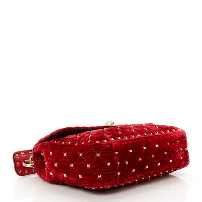 Valentino Garavani Velvet Medium Rockstud Spike Shoulder Bag Rosso Valentino 4 of 10