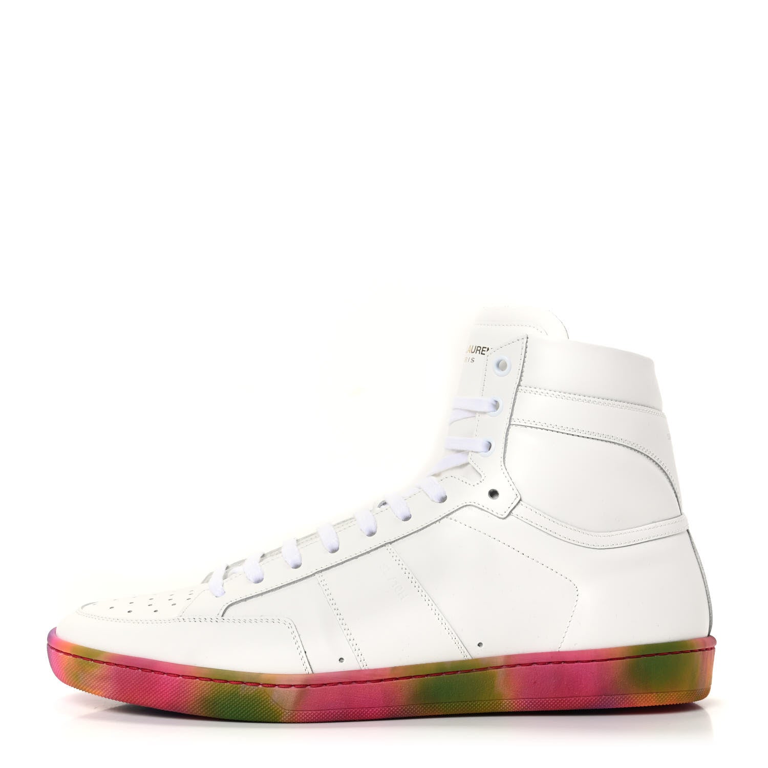 Saint Laurent Calfskin Mens Signature Court Classic SL/10H High Top Sneakers 42.5 Off White Multicolor Tie-Dye 1 of 8