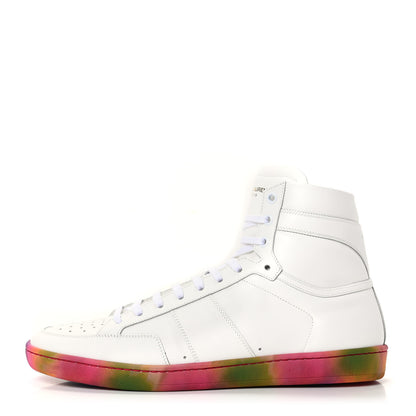 Saint Laurent Calfskin Mens Signature Court Classic SL/10H High Top Sneakers 42.5 Off White Multicolor Tie-Dye 1 of 8