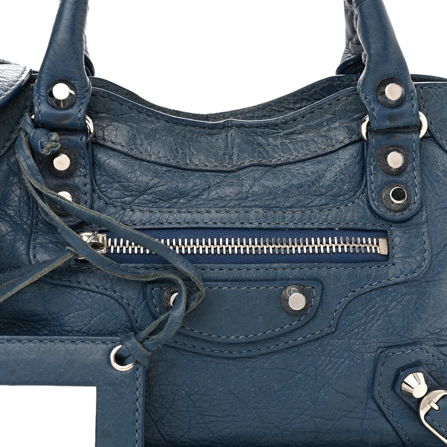 Agneau Classic Silver Hardware Mini City Bleu Profond