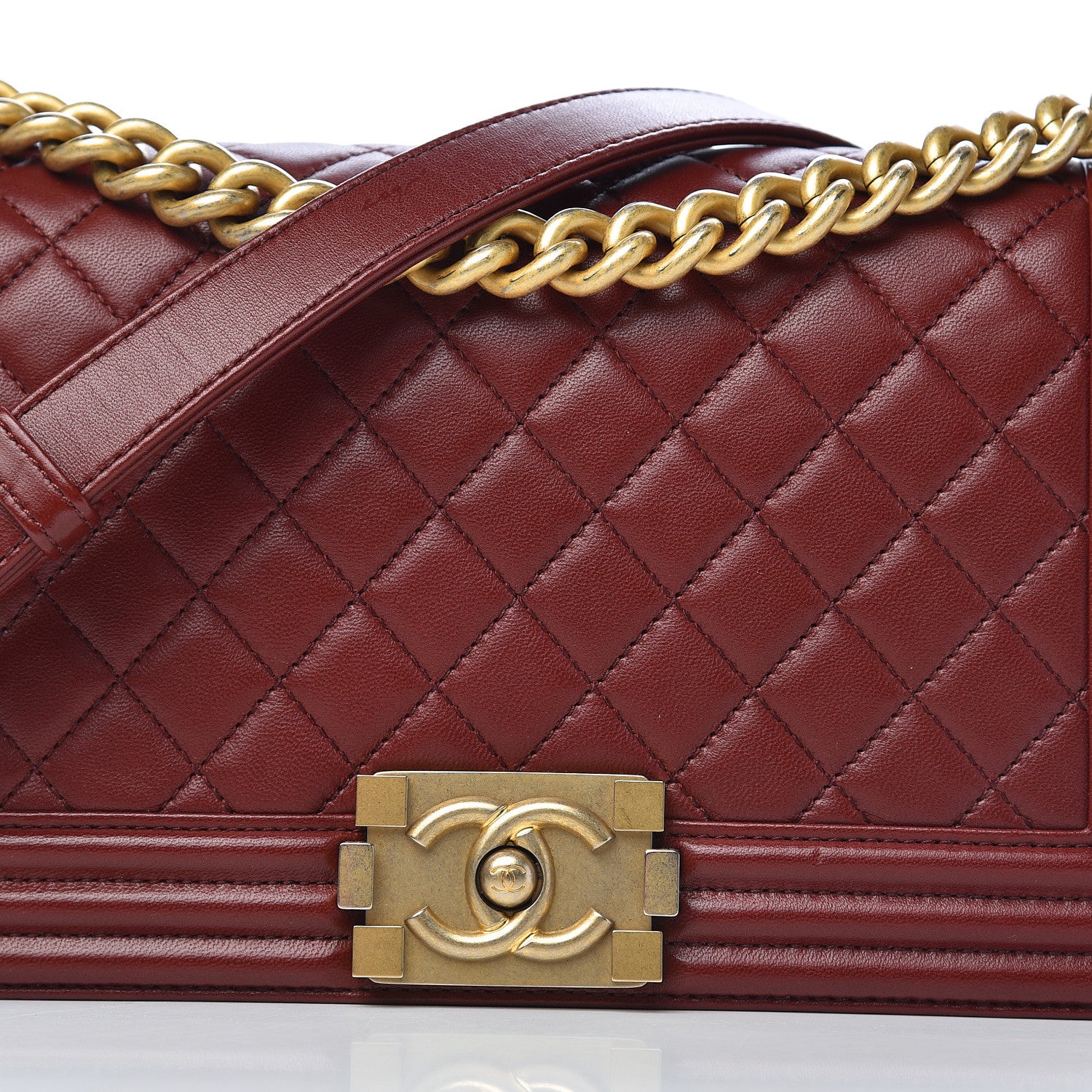 Chanel Lambskin Quilted Medium Boy Flap Burgundy 14 of 14