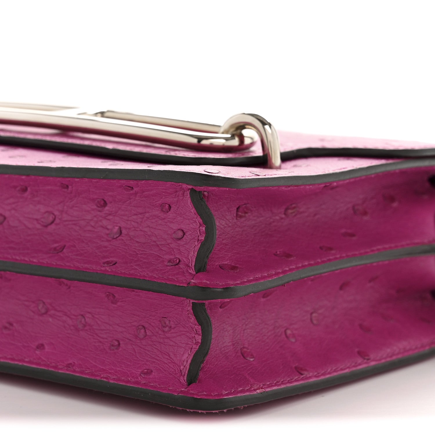 Hermes Ostrich Mini Sac Roulis Rose Pourpre 10 of 14