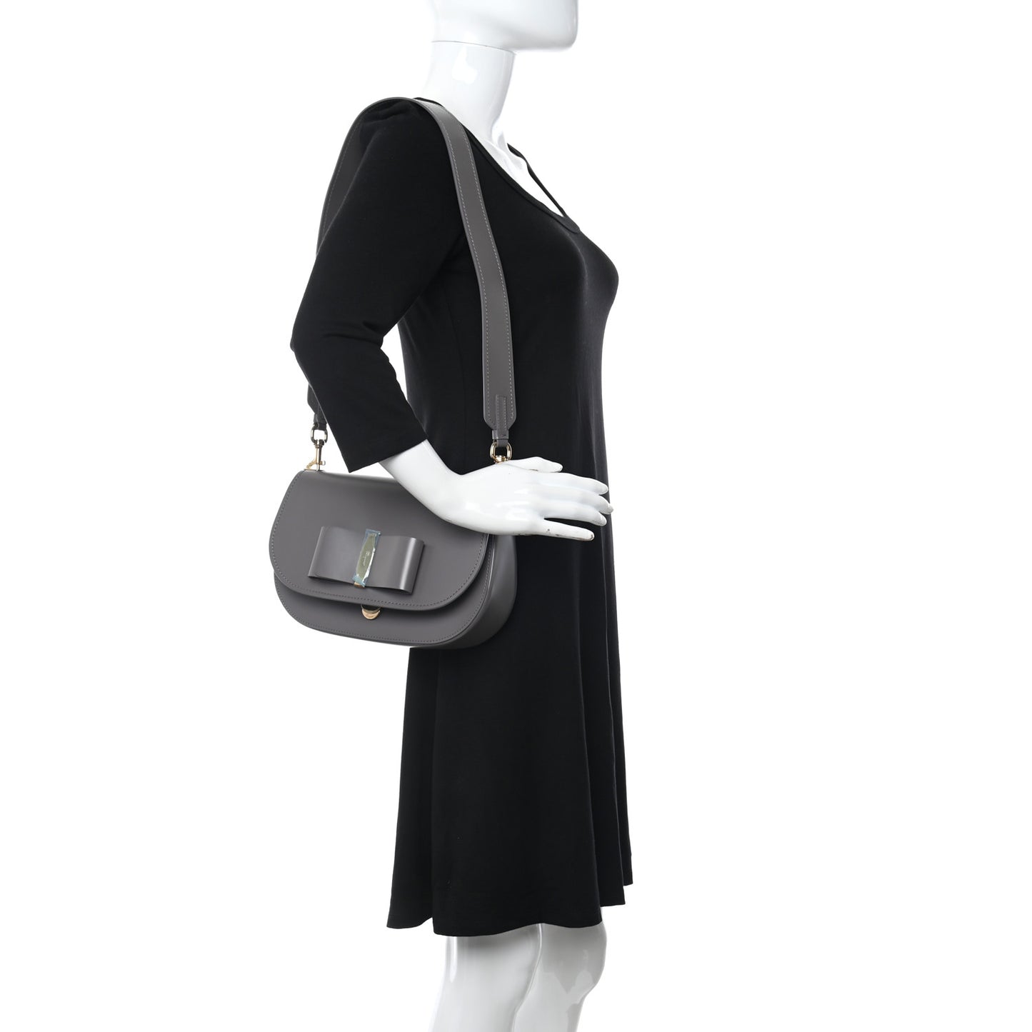 Smooth Calfskin Anna Shoulder Bag Urban Grey
