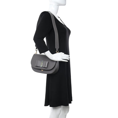 Salvatore Ferragamo Smooth Calfskin Anna Shoulder Bag Urban Grey 2 of 8