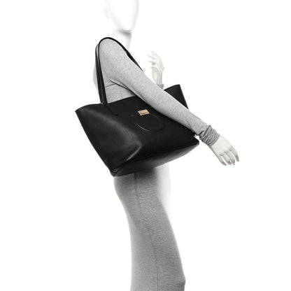 Salvatore Ferragamo Grainy Calfskin Medium Gancini Tote Black 2 of 14