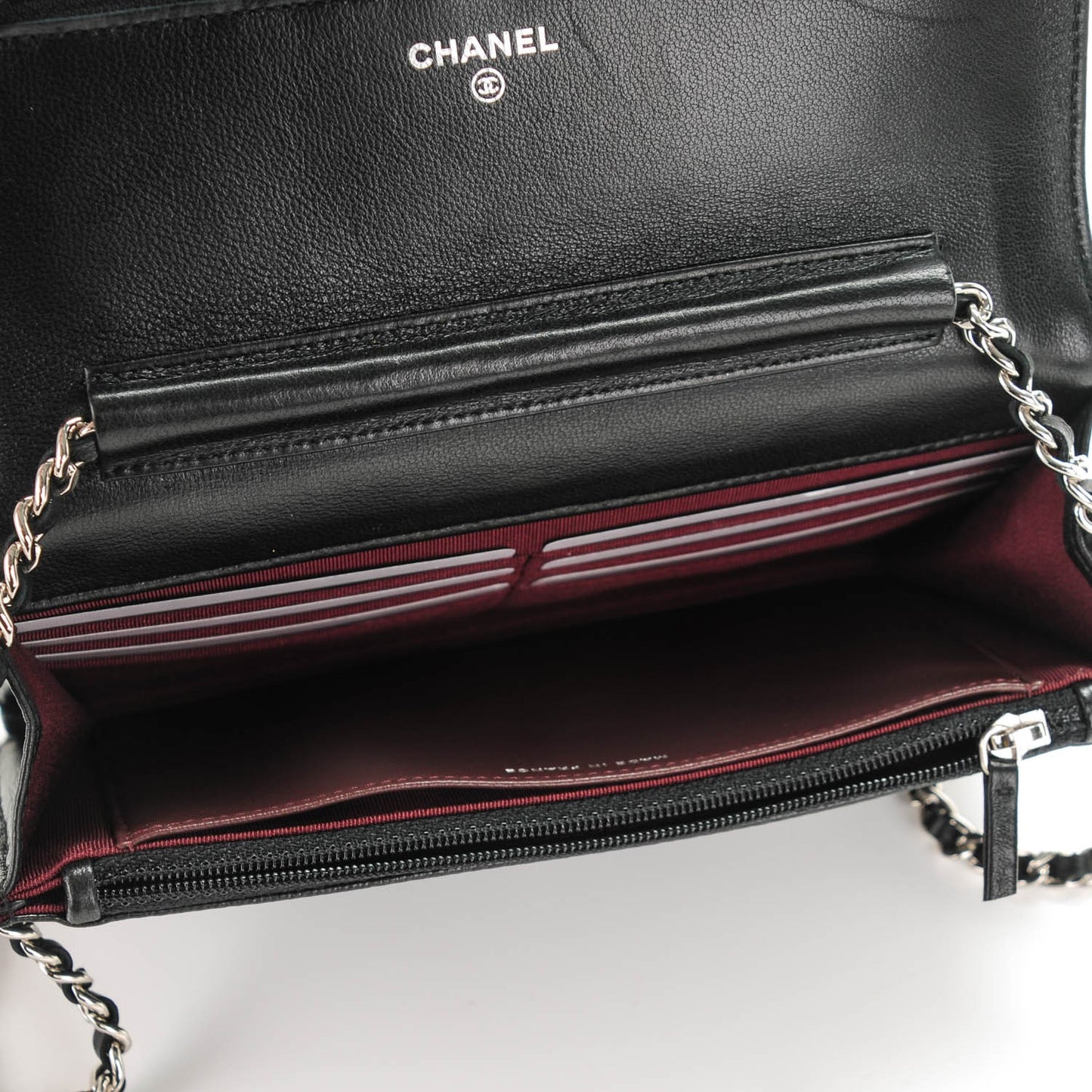 Lambskin Quilted Wallet On Chain WOC Black
