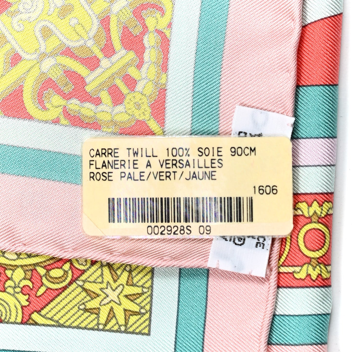 Silk Flanerie A Versailles Scarf 90 Rose Pale Vert Jaune