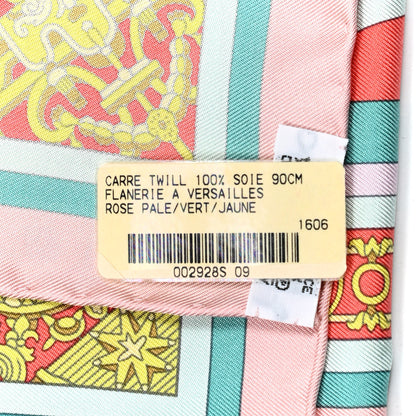 Hermes Silk Flanerie A Versailles Scarf 90 Rose Pale Vert Jaune 3 of 7