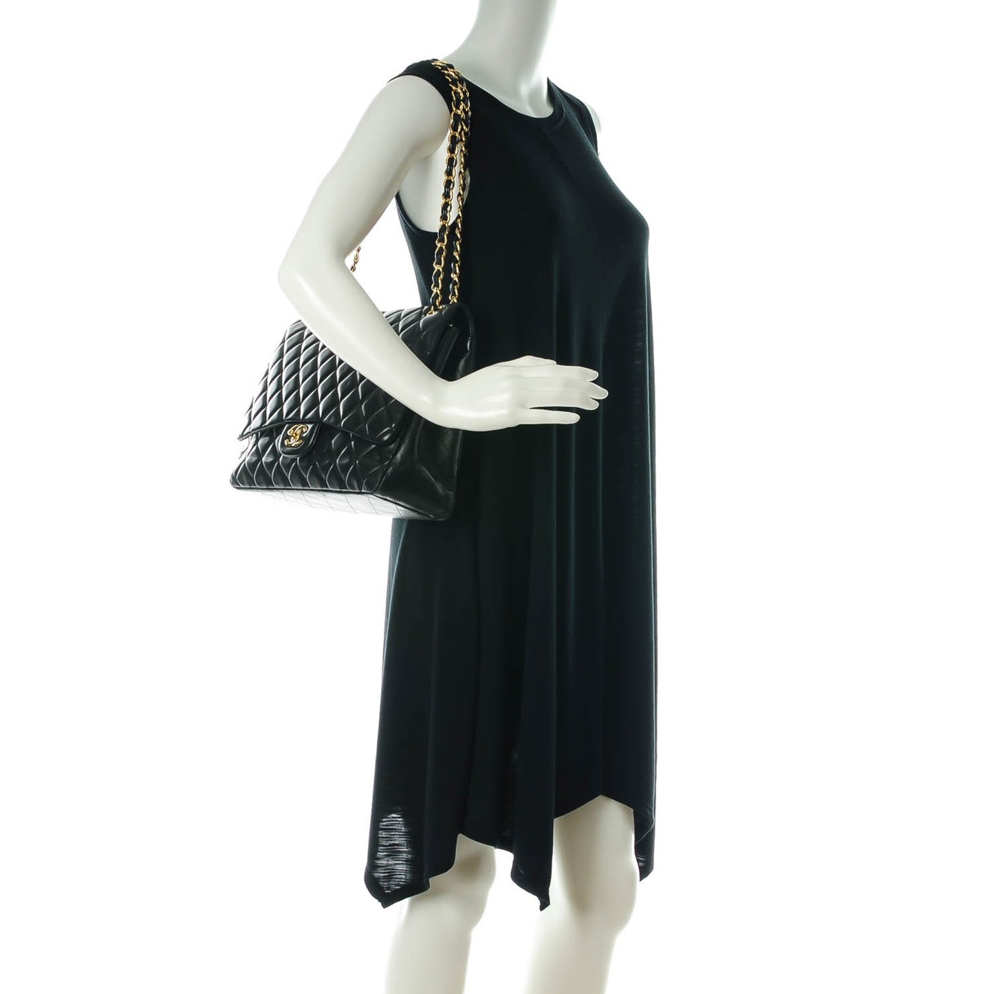 Lambskin Quilted Maxi Single Flap Black