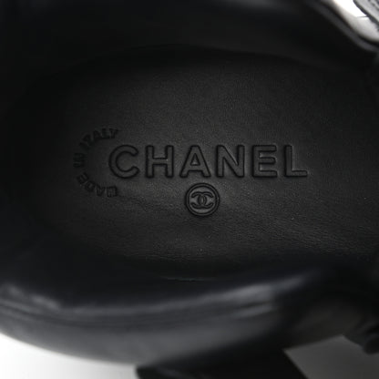 Chanel Lambskin Camellia High Top Sneakers 40 Navy 8 of 10