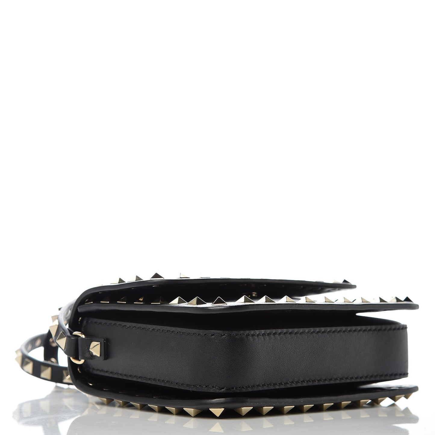 Vitello Rockstud Flap Crossbody Bag Black
