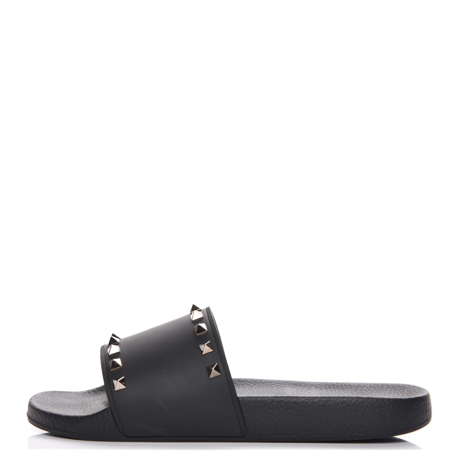Valentino Garavani Rubber Rockstud Slide Sandals 41 Black 1 of 9