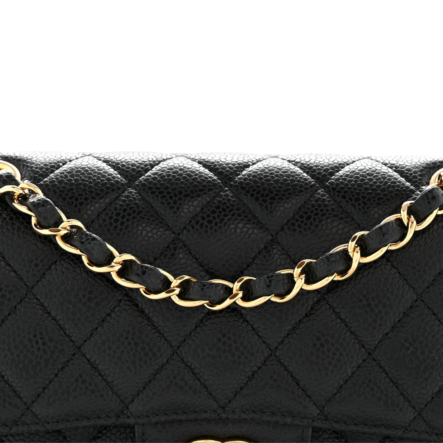 Caviar Quilted Small Double Flap Black