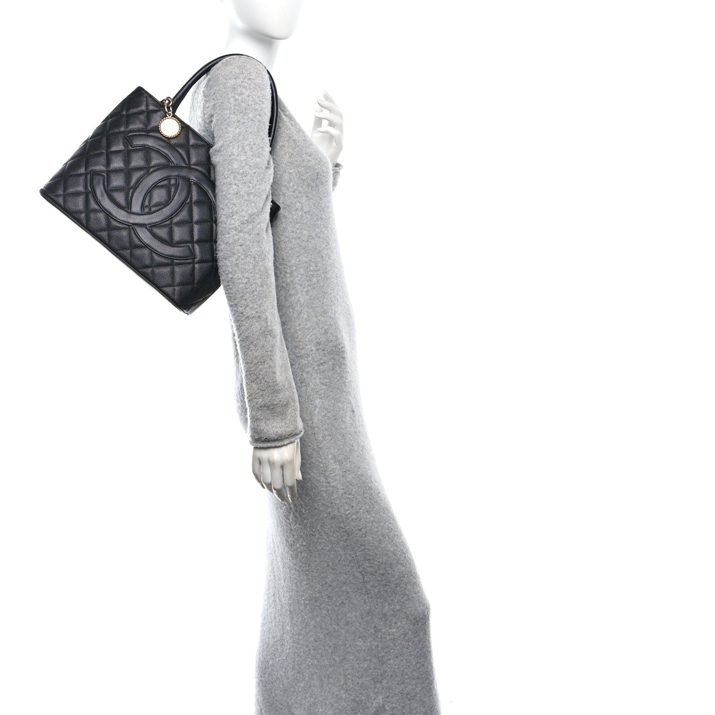 Caviar Quilted Medallion Tote Black
