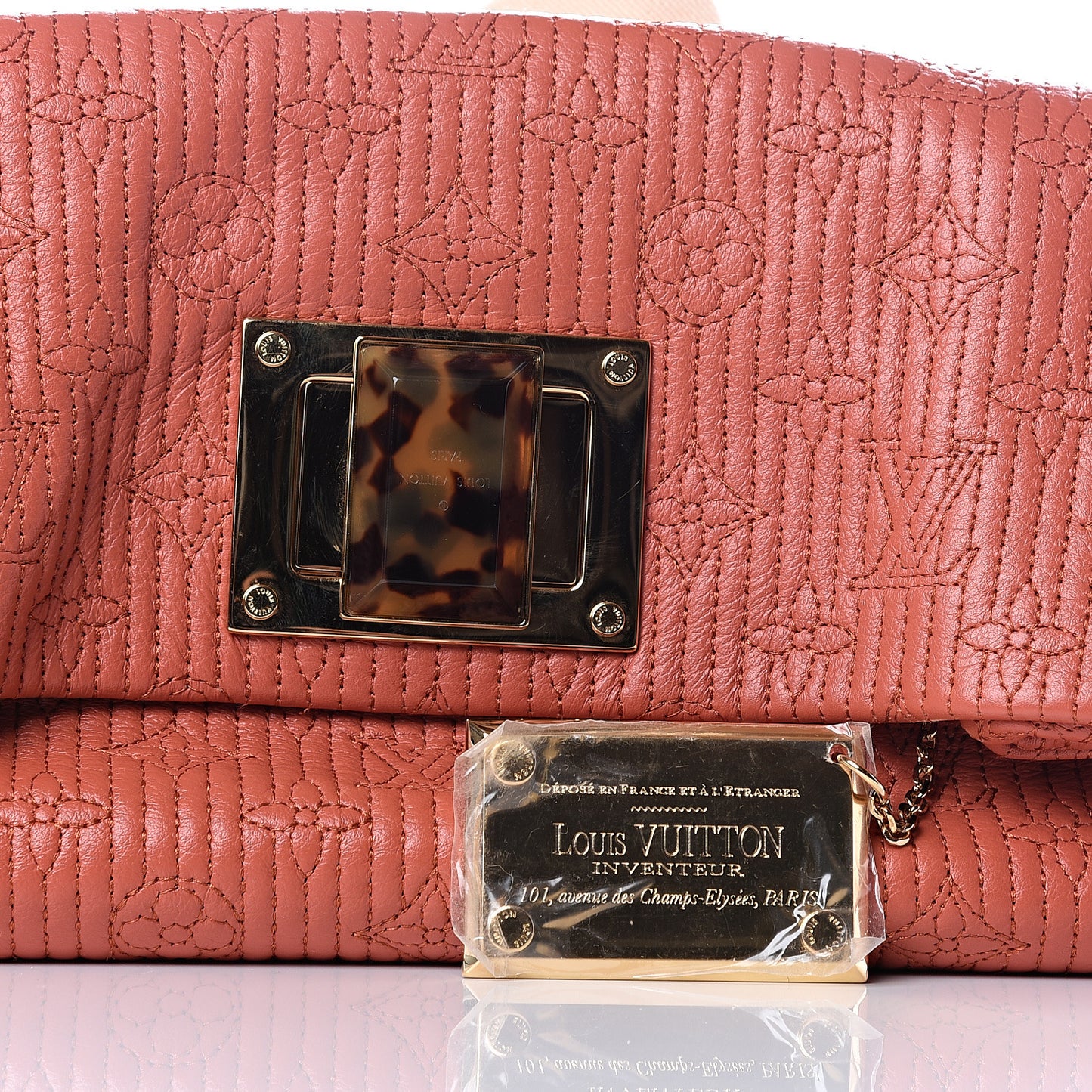 Calfskin Quilted Monogram Altair Clutch Rose