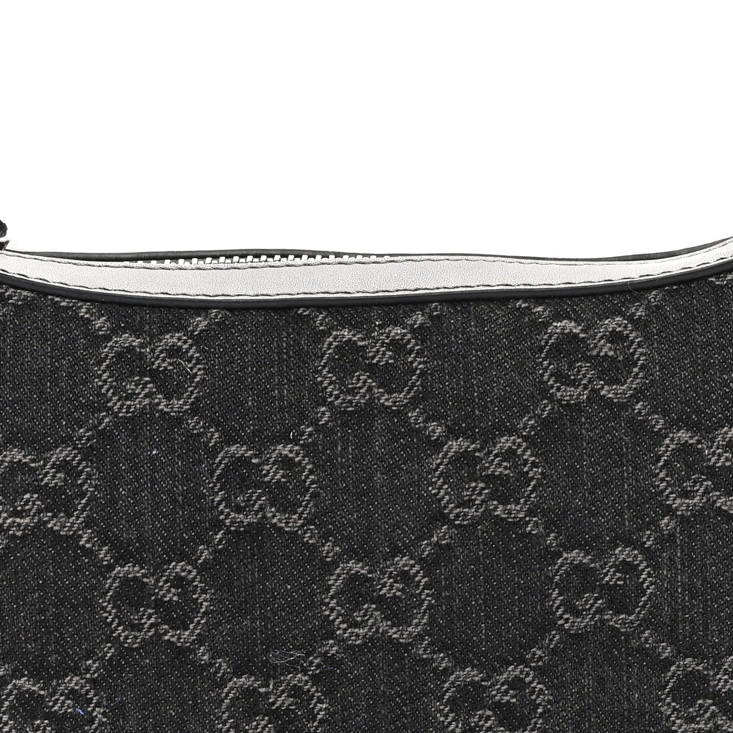 Gucci Denim GG Monogram Dollar Calfskin Web Mini Ophidia Half Moon Hobo Black Grey 8 of 10