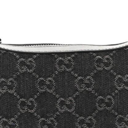 Gucci Denim GG Monogram Dollar Calfskin Web Mini Ophidia Half Moon Hobo Black Grey 8 of 10