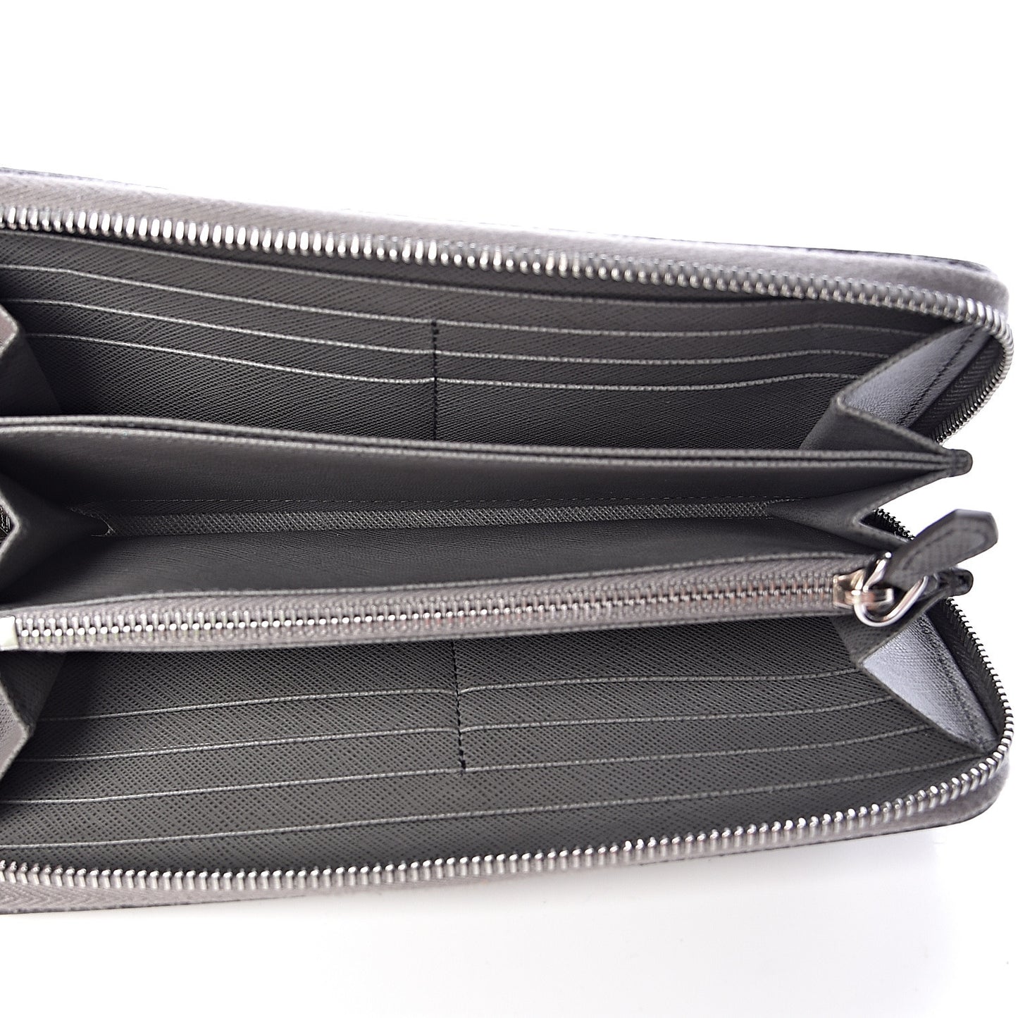 Saffiano Shine Monochrome Zip Around Wallet Grey