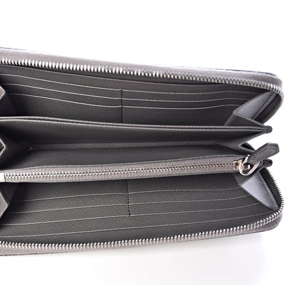Prada Saffiano Shine Monochrome Zip Around Wallet Grey 6 of 9