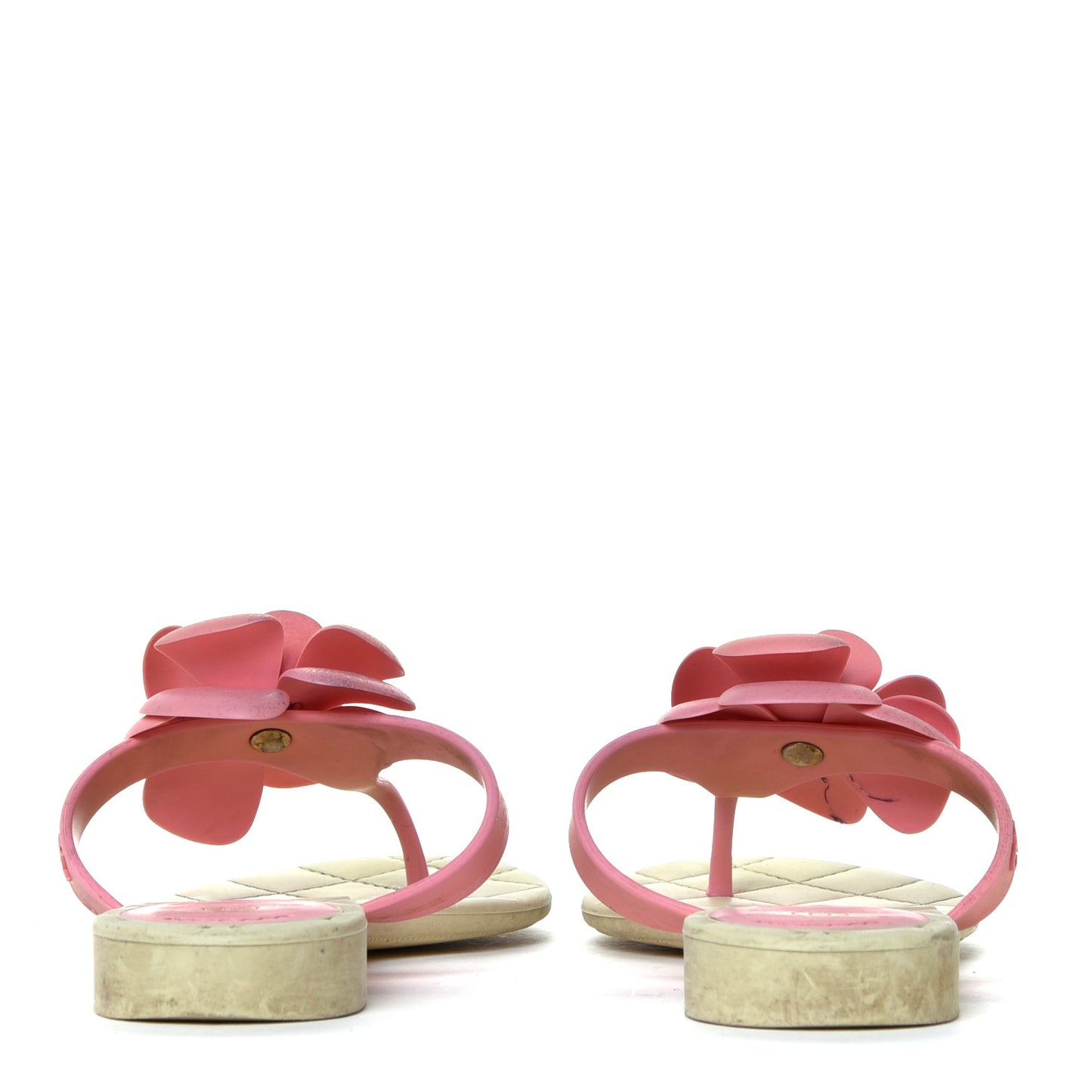 Jelly Quilted Camellia Thong Sandals 38 Beige Pink