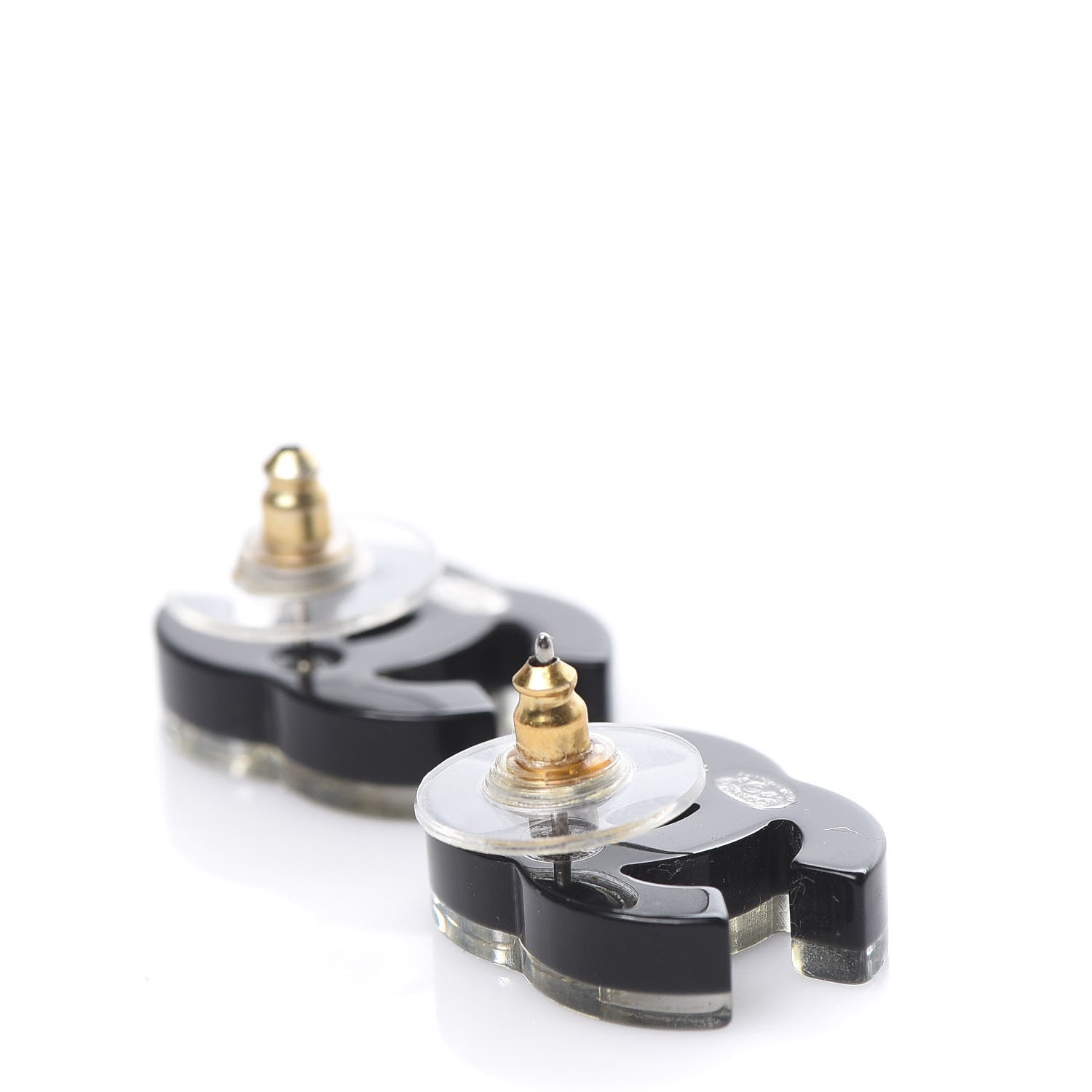 Chanel Glitter Resin CC Earrings Silver Black 3 of 6